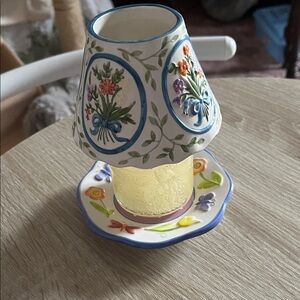 Floral Ceramic Candle Holder with Saucer